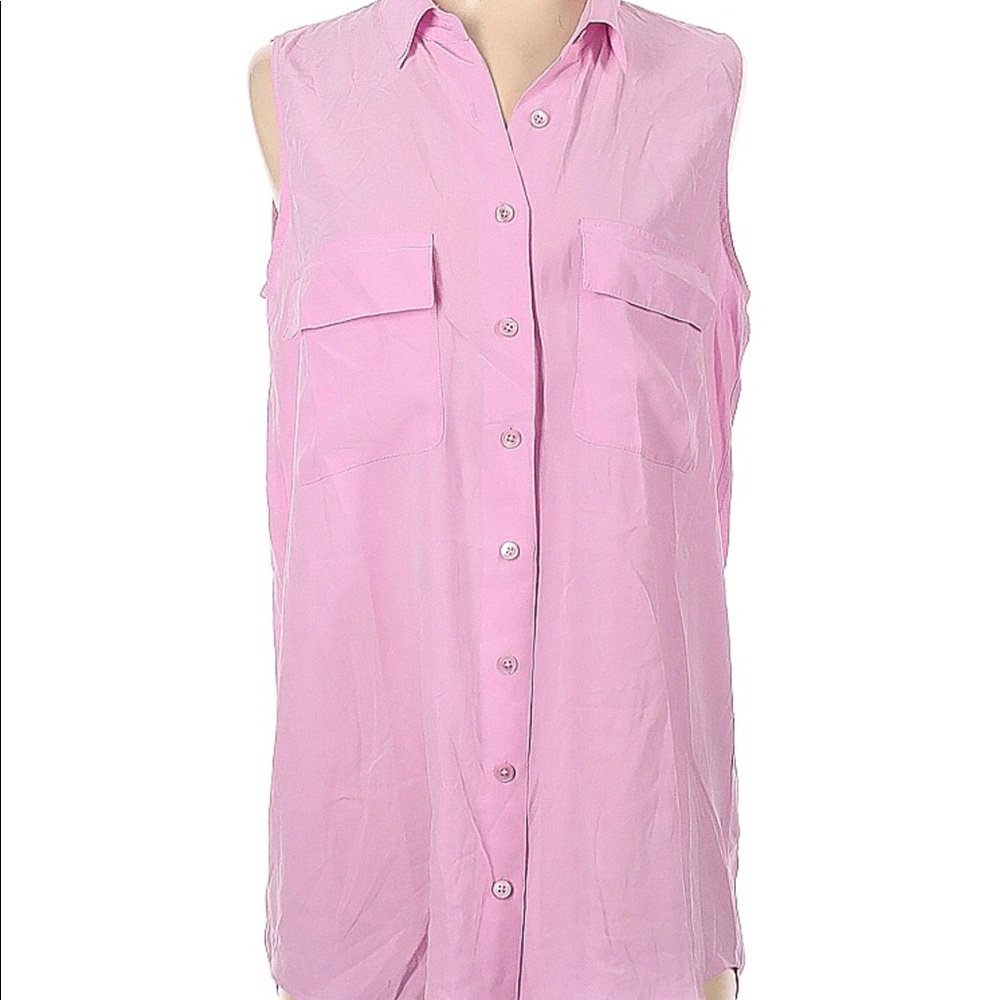 Equipment Sleeveless 100% Silk Hi-lo Tunic Blouse